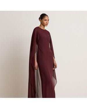 Ralph Lauren Georgette Jurk Met Cape - Rood
