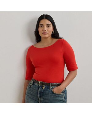 Ralph Lauren Ralph Lauren Stretch Cotton Boatneck Top - Red