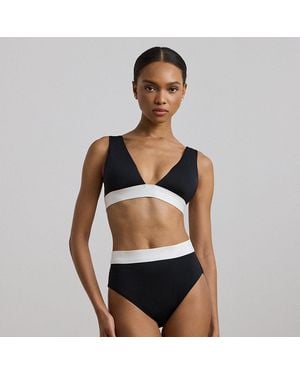 Ralph Lauren Two-tone High-waisted Bikini Bottom - Black