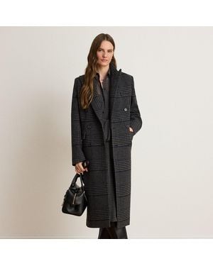 Ralph Lauren Glen Plaid Double-Breasted Coat - Black