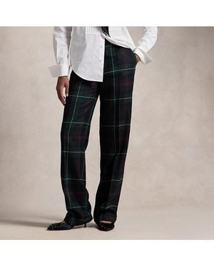 Polo Ralph Lauren Plaid Wool Relaxed Straight Trouser - Black