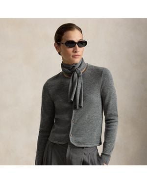 Polo Ralph Lauren Tie-Scarf Wool Cardigan - Grey