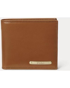 Polo Ralph Lauren Metal-Plaque Calfskin Billfold Wallet - Brown