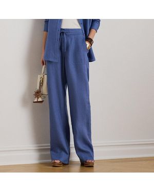 Ralph Lauren Linen Wide-Leg Pant - Blue