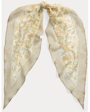 Ralph Lauren Floral Silk Diamond Scarf - Natural