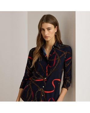 Ralph Lauren Slim Fit Belting-Print Jersey Shirt - Blue