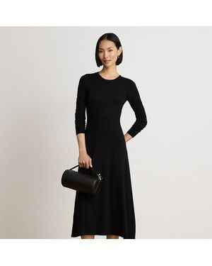 Ralph Lauren Wool Crewneck Sweater Dress - Black