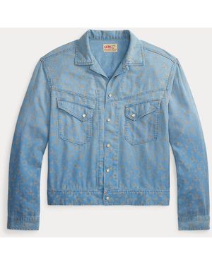 Ralph Lauren Horseshoe-Print Denim Shirt Jacket - Blue