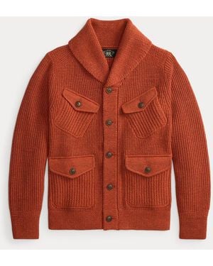 RRL Wool-Cotton Shawl-Collar Cardigan - Red