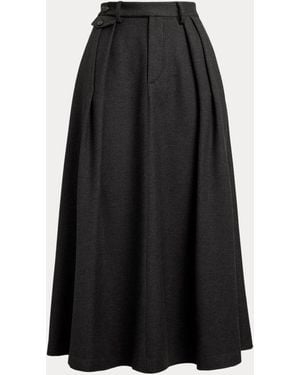 Ralph Lauren Evilyn Wool Flannel Skirt - Black