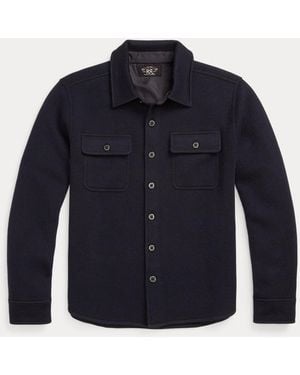 RRL Birdseye Jacquard Wool Workshirt Jumper - Blue