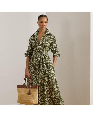 Ralph Lauren Floral Cotton Voile Shirtdress Cover-Up - Green