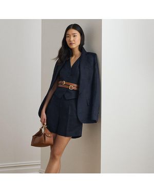 Ralph Lauren Pleated Linen-Blend Twill Short - Blue