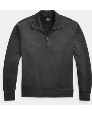 RRL French Terry Quarter-Zip Pullover - Black