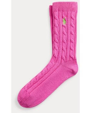 Polo Ralph Lauren Crew-Socken Mit Zopfmuster - Pink