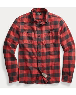 RRL Plaid Twill Workshirt - Red