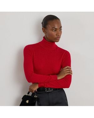 Ralph Lauren Silk-Blend Roll Neck Jumper - Red