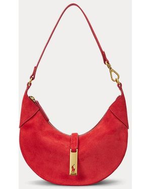 Ralph Lauren Borsa Mini Shoulder Polo ID in camoscio - Rosso