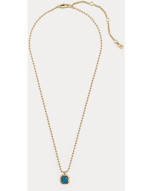 Ralph Lauren Plated Bezel Stone Pendant Necklace - Metallic