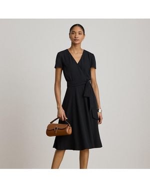 Ralph Lauren Belted Georgette Surplice Dress - Black