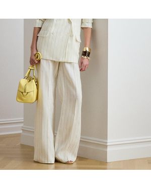 Ralph Lauren Striped Linen Wide-Leg Trouser - Natural
