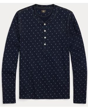 RRL Maglietta serafino in cotone e lino - Blu