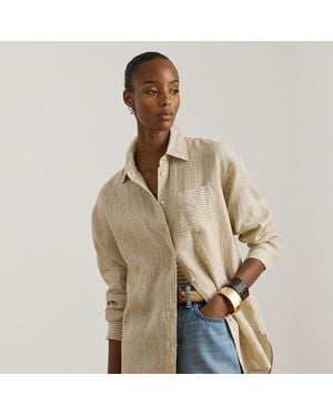 Ralph Lauren Relaxed Fit Striped Linen Shirt - Natural