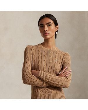 Polo Ralph Lauren Pull Torsadé À Col Rond En Coton - Marron