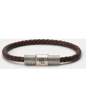 Ralph Lauren Bracciale in vitello e argento sterling - Marrone