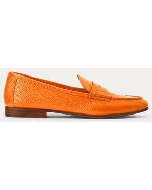 Ralph Lauren Pebbled Leather Penny Loafer - Orange