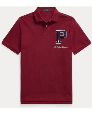 Polo Ralph Lauren Classic Fit Letterman Mesh Polo Shirt - Red