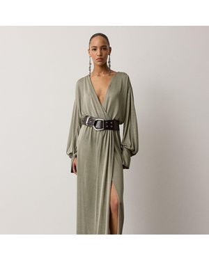 Ralph Lauren Stefanie Metallic Jersey Evening Dress - Green