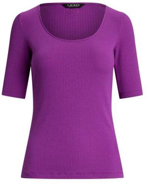 Ralph Lauren Maglietta a coste con maniche al gomito - Viola