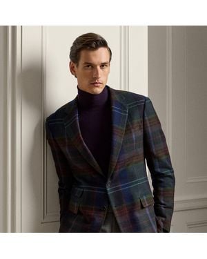 Ralph Lauren Kent Hand-Tailored Plaid Wool Jacket - Gray