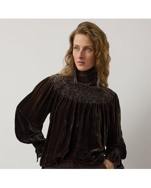 Ralph Lauren Maddison Velvet Blouse - Black