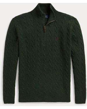 Polo Ralph Lauren Cable-Knit Quarter-Zip Sweater - Green