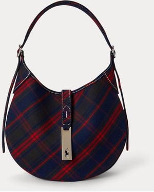 Ralph Lauren Polo Id Plaid Twill Small Shoulder Bag - Blue