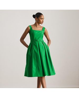 Ralph Lauren Belted Faille Cocktail Dress - Green