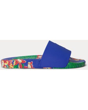 Ralph Lauren Floral-Print Slide - Blue