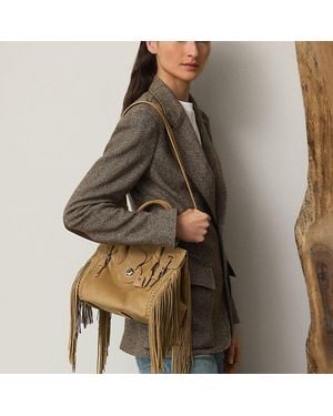 Ralph Lauren Soft Ricky 27 Fringe-Trim Calf-Suede Bag - Brown