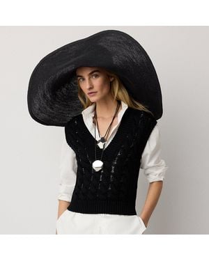 Ralph Lauren Baumwoll-Seiden-Pullunder Mit Zopfmuster - Schwarz