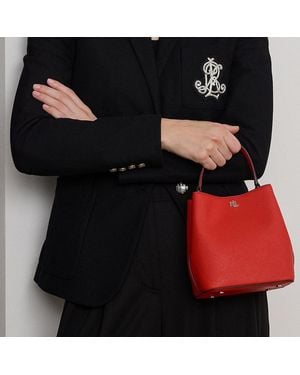 Ralph Lauren Crosshatch Small Reese Bucket Bag - Red