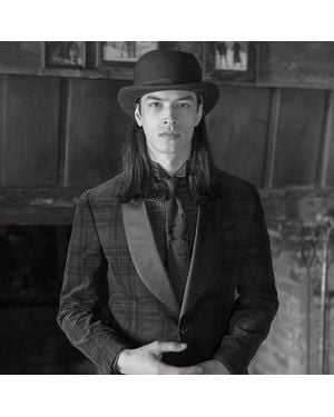 Ralph Lauren Plaid Corduroy Tuxedo Jacket - Black