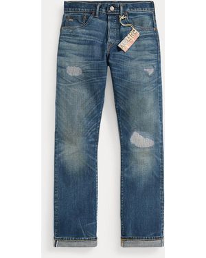 RRL Slim Boot Sutton Repaired Selvedge Jean - Blue