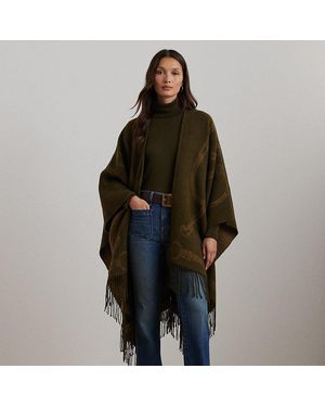 Ralph Lauren Poncho De Jacquard Ecuestre Con Logotipo - Marrón