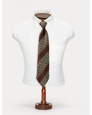 RRL Handmade Chevron-Stripe Silk Tie - White