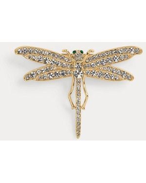 Ralph Lauren Pavé-Plated Dragonfly Pin - White