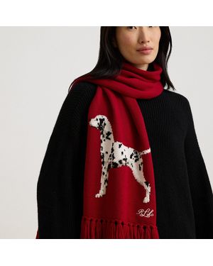 Ralph Lauren Fringe-Trim Dalmatian Scarf - Red