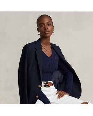 Polo Ralph Lauren Maglia a trecce con scollo a V - Blu