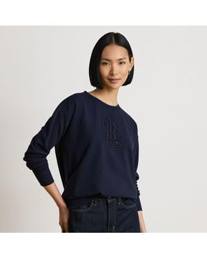 Ralph Lauren Embroidered-Logo French Terry Pullover - Blue